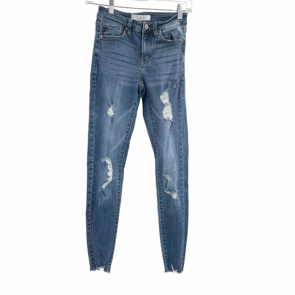 KanCan Ripped Skinny Jeans Medium Wash Denim Size 1 Juniors